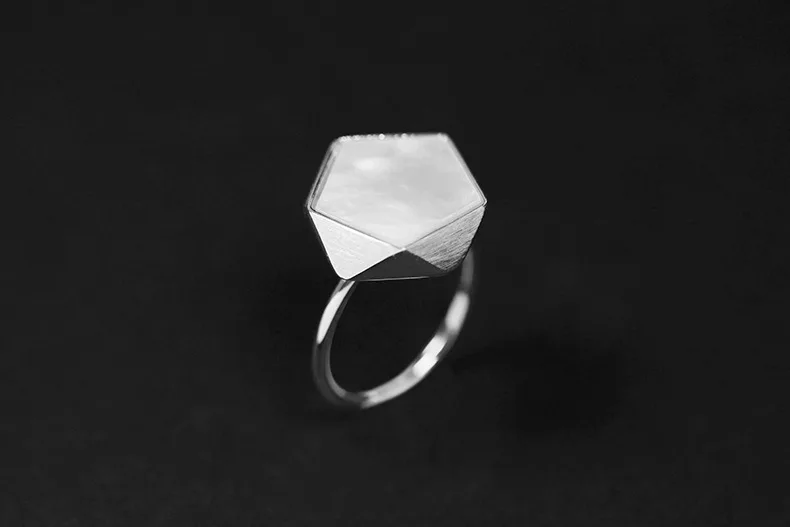 INATURE, 925 пробы, серебро, натуральный корпус, геометрический, регулируемое кольцо, вечерние ювелирные изделия, подарок