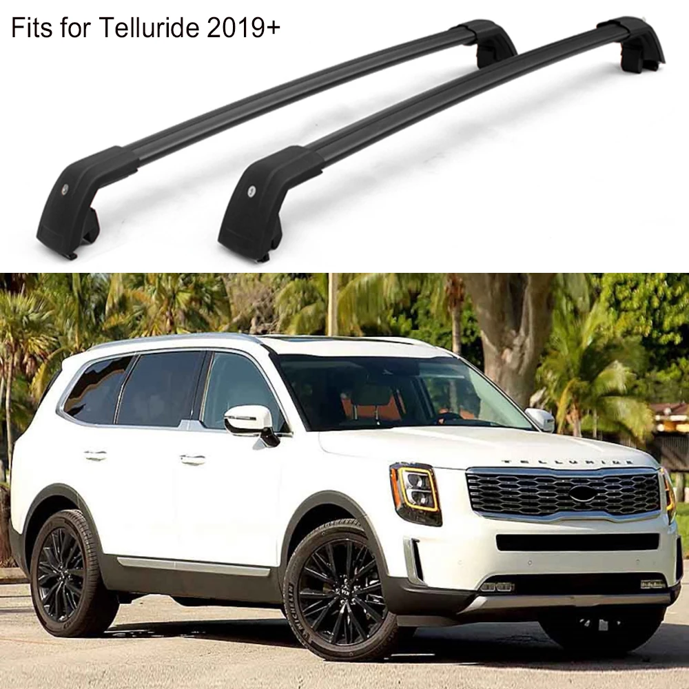 2 шт. поперечные рейки подходят для KIA Telluride 2019 2020 полностью черные багажные стойки