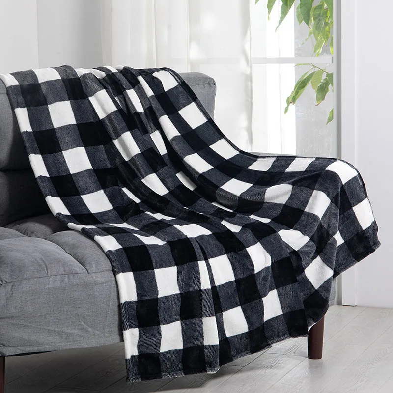 

Двустороннее Флисовое одеяло в клетку, Фланелевое покрывало в полоску для дивана, утолщенное маленькое одеяло для дома и офиса, подарочное ...