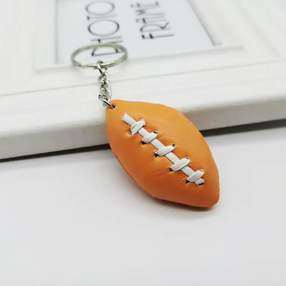 

2020 Rugby Pendant Keychain with LED Light Sound Key Ring Holder Hanging Decor Keychains Plastic Football Shape Bag Decoration