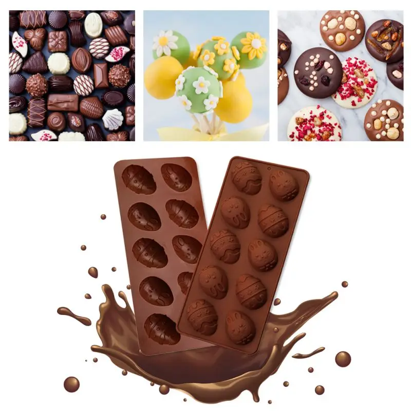 

Easter Eggs Rabbit Mold Food Grade Silicone Gel Cake Mould Home Baking Tools Manual DIY Festival Egg Chocolate Random Color