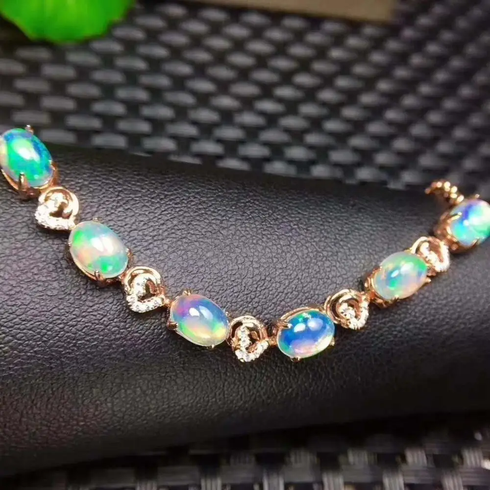 Опал браслет стихийных бедствий и настоящий опал твердый S925 стерлингового