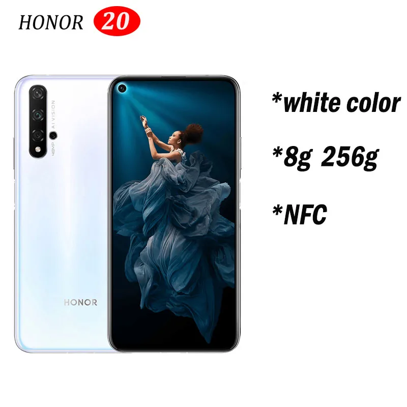 8g256 white 20 Honor 20 honor 20 pro NFC мобильный телефон Kirin 980 Android 9,0 6,26 дюймов экран 3750 мАч батарея смартфон - Цвет: 8g256 white 20