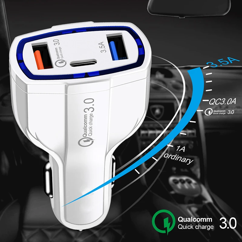3.5A Quick Charge 3 0 2 USB Автомобильное зарядное устройство для Xiaomi Mi Huawei Supercharge кабель QC30