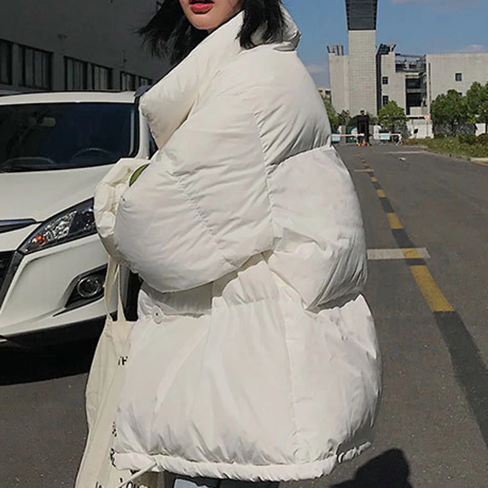 PUIMENTIUA 2019 зимняя теплая Женская куртка со стоячим воротником однотонный черный