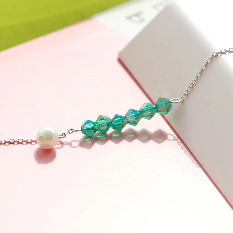 Серебряный браслет на ногу трендовый круглый жемчужный для ног с украшением в