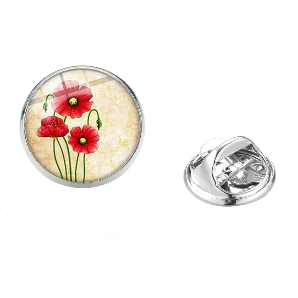 SIAN Vintage Red Flower Charm Brooch Pin Field of Flowers Stainless Steel Silver Plated Crystal Backpack Shirt Badge Women | Украшения и