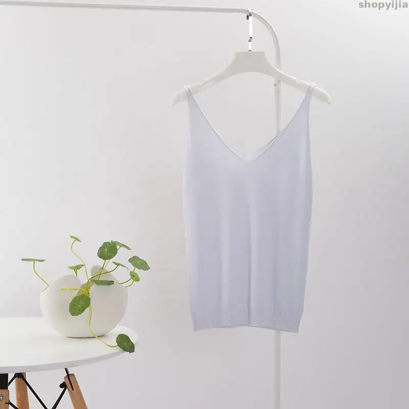 Жилет летняя майка женская белая для женщин пикантные Трикотажная золотой нитью