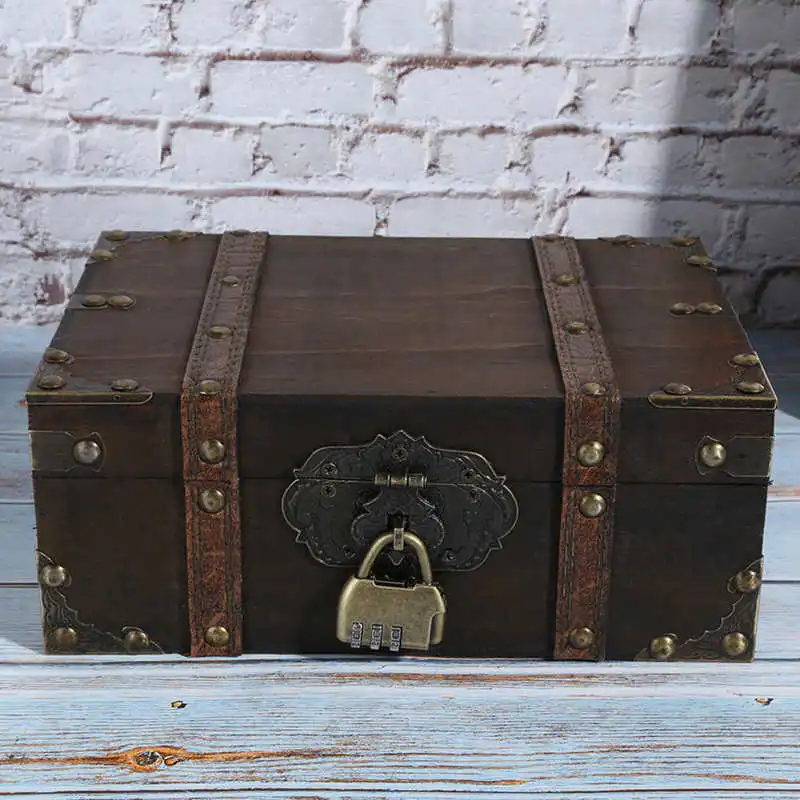 Vintage Large Capacity Wooden Jewelry Storage Box Decorative Treasure Lockable Necklace Earring Ring Women Gifts | Украшения и