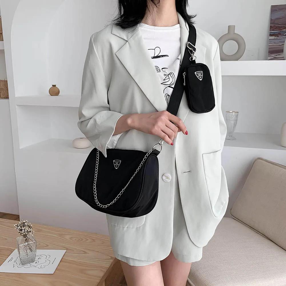 Однотонная сумка на плечо 2 шт. Женская нейлоновая сумка-мессенджер композитная