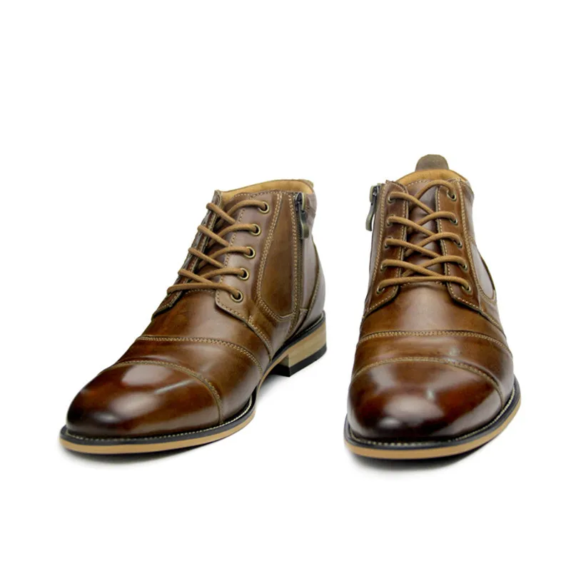 Большие размеры 40-47 Ботинки из натуральной кожи с острым носком Мужская обувь
