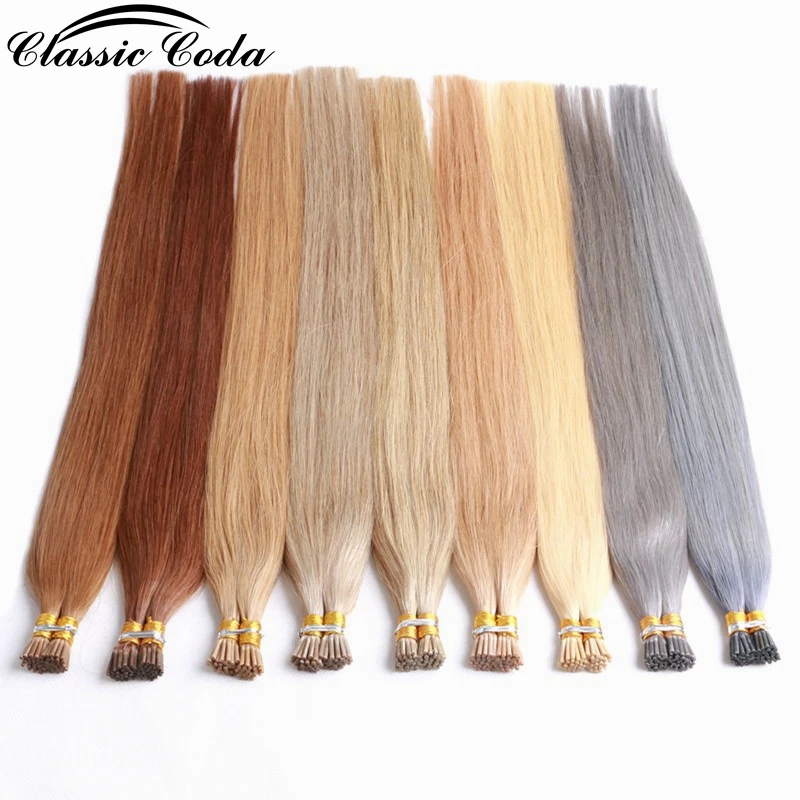 Классические кератиновые предварительно скрепленные накладные волосы Coda I Tip