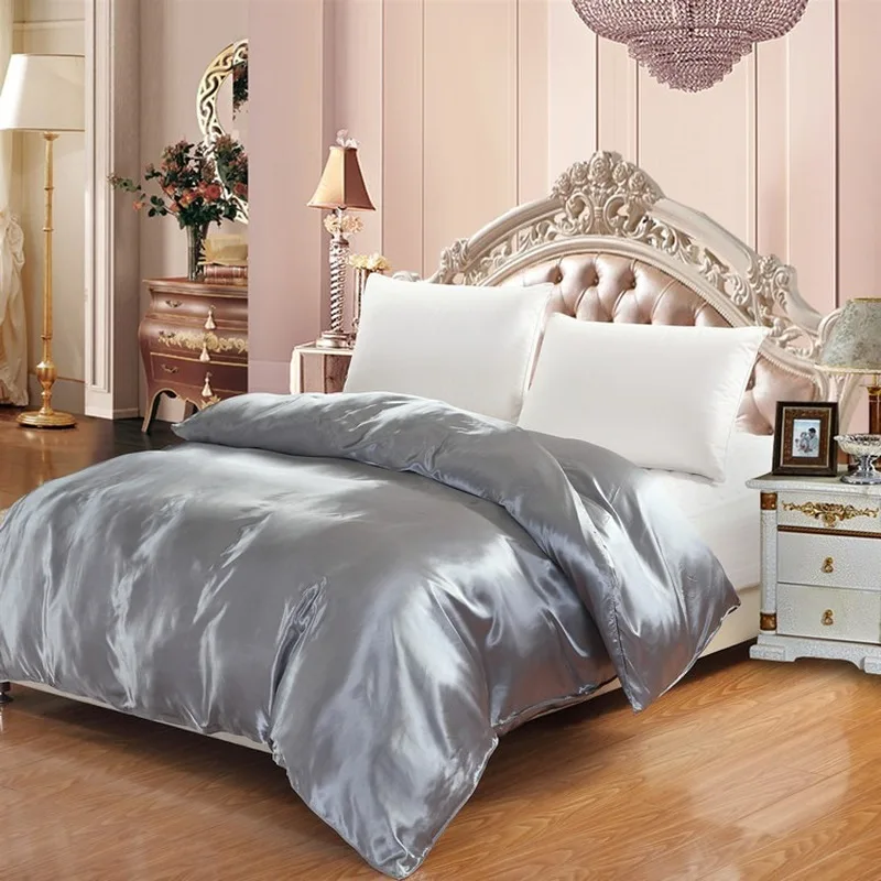 Роскошный однотонный комплект постельных принадлежностей шелковое мягкое