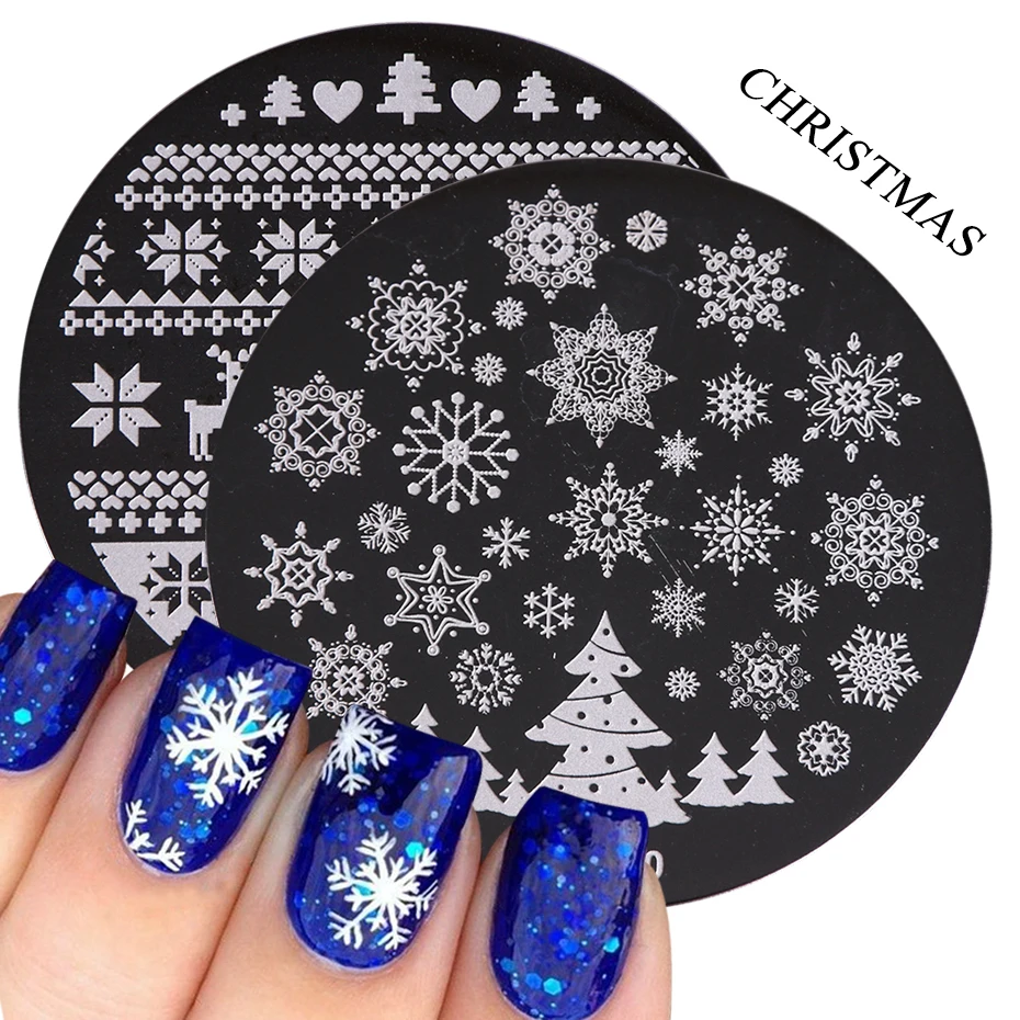1 шт. рождественские пластины для штамповки ногтей стальные трафареты снежинки