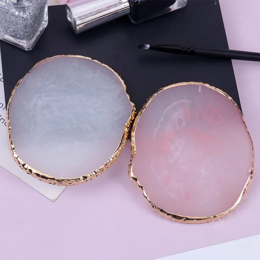 1PC Art Nails Supplies Round Resin Agate Stone Nail Color Palette Gel Polish Pallet Mixing Drawing Paint Plate Pad |