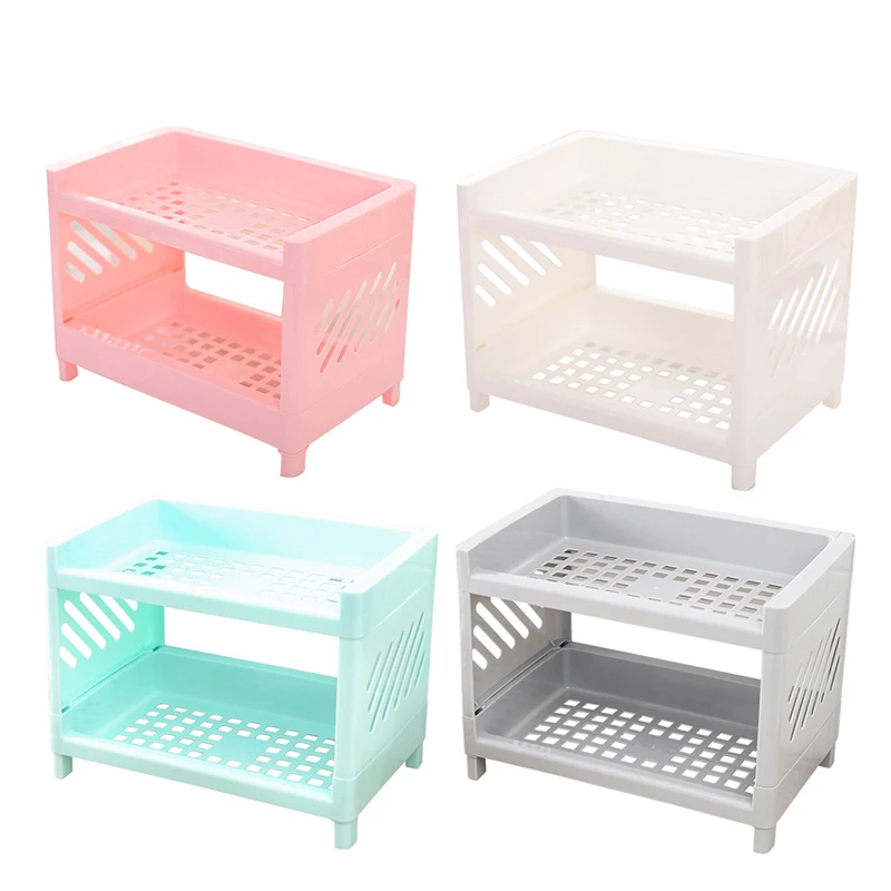 

Double-layer Storage Rack Organizer Holder for Kitchen Bathroom Office Durable Storage Boxes Organizer Desk Accessories SP99