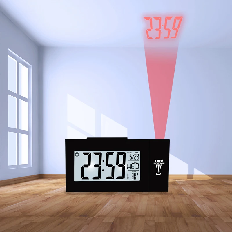 Цифровой ЖК Проекционный будильник вращающийся проектор для спальни потолочные