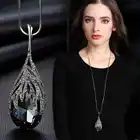 Длинные ожерелья для женщин, модное серое колье с кристаллами, женское колье, яркие ожерелья и подвески, аксессуары