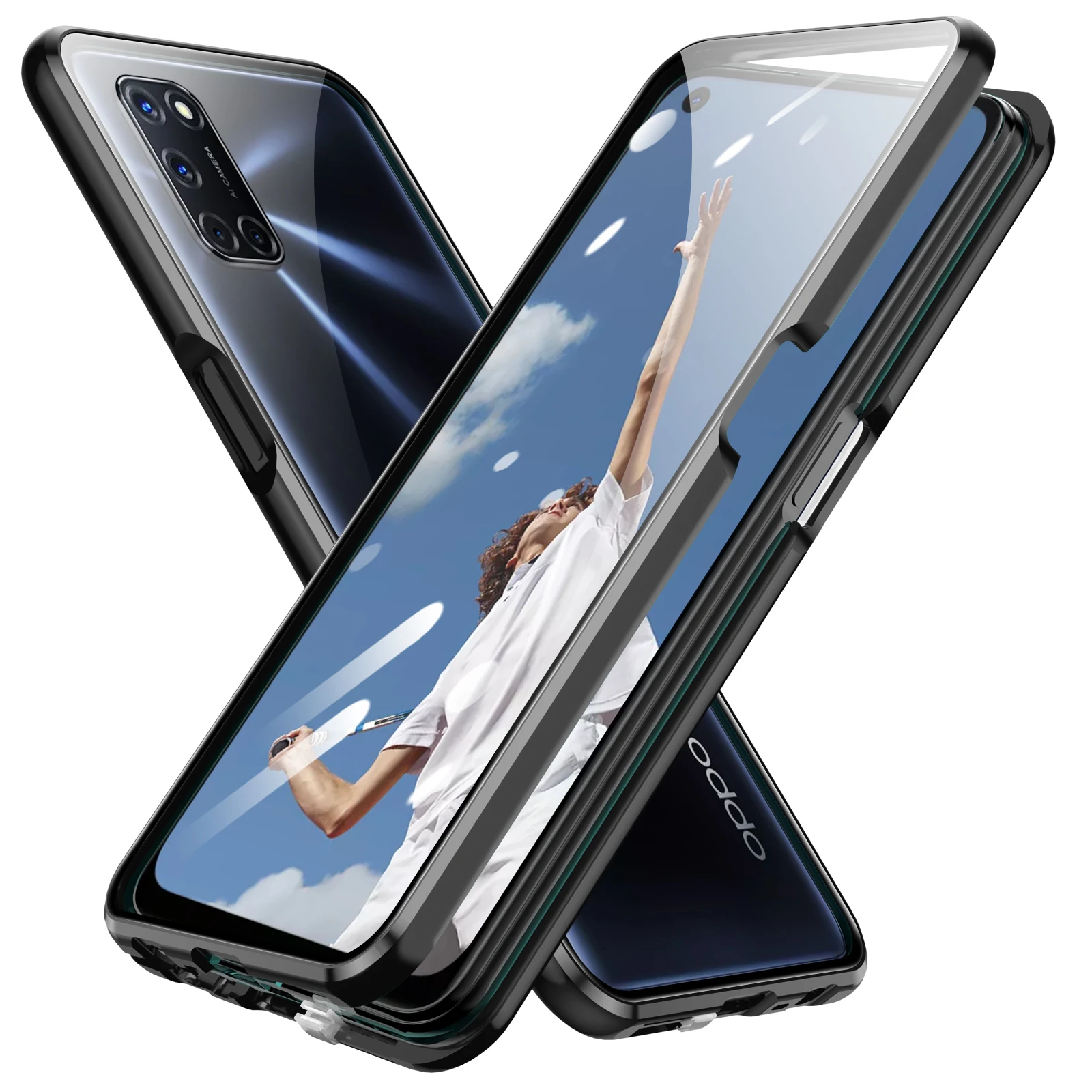 Чехол для OPPO Reno 4 Pro reno 5 3 360 полная защита корпуса двухстороннее закаленное стекло