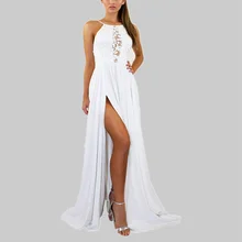 Beach Outing Simple Temperament Elegant Dresses For Women Long Beach Dresses Slit Solid Color Maxi Dress Sleeveless Slim Robe (4)