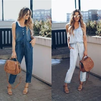 women denim jumpsuit summer casual loose oversized jeans baggy overall romper pant ladies fashion drawstring bodysuits