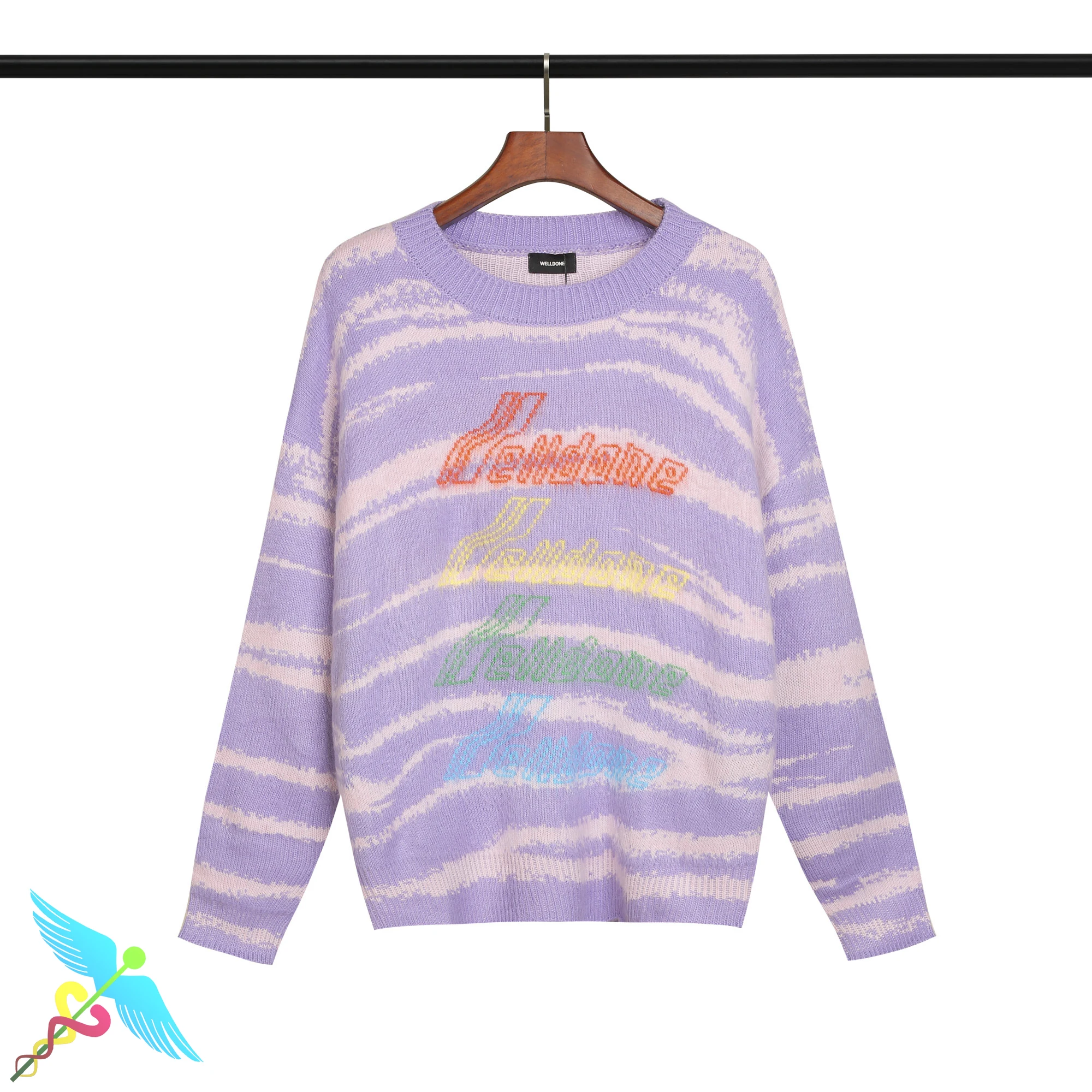 

WELLDONE Sweaters Women Embossed Printed Logo High Quality Cotton Warm Wool O-Neck Casual Long Oversized Sweater Coat