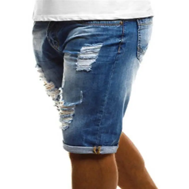 

Men Denim Shorts Jeans Distressed Ripped Half Pants Biker Casual Shorts Bottom
