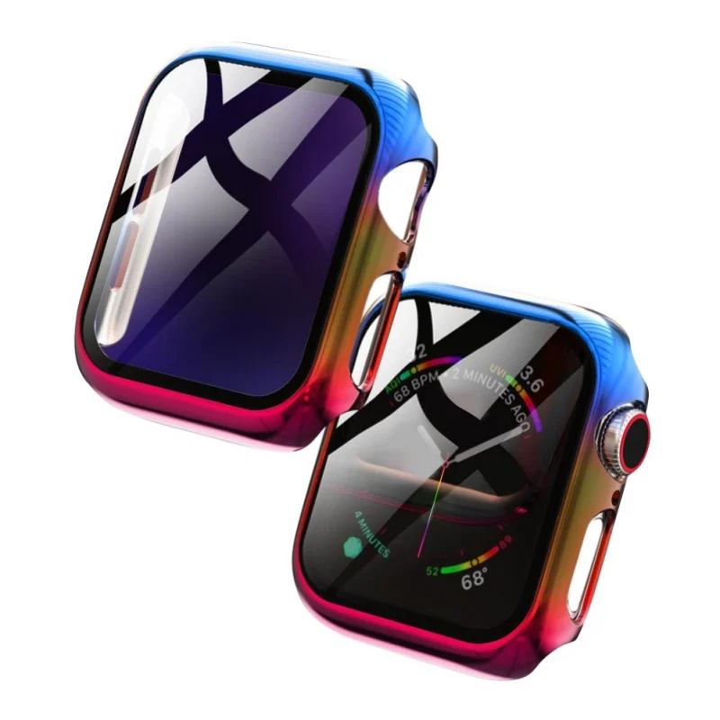 

PC Plating Frame Tempered Film All-in-one Protective Case For Apple Watch Series 1/2/3/4/5/6/SE Hard PC Shockproof 38/40/42/44mm