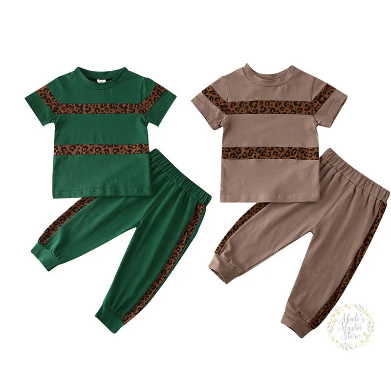 Pudcoco/летняя детская одежда леопардовая футболка с короткими рукавами для