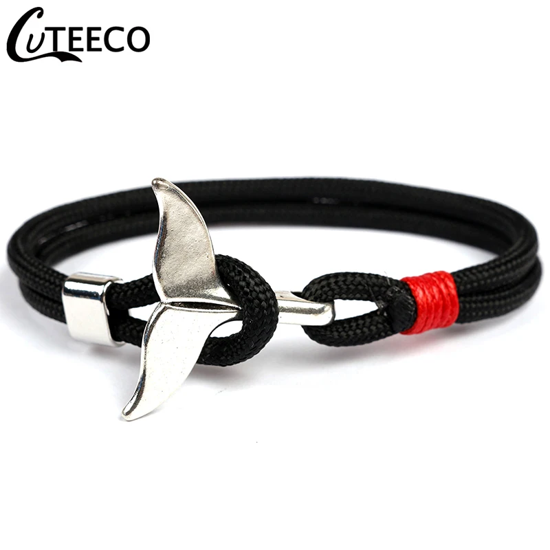 CUTEECO, рыба, акулий хвост, талисманы, браслет для мужчин и женщин, нейлоновая веревка, цепь-Паракорд, браслет, мужские браслеты, якорь, браслет