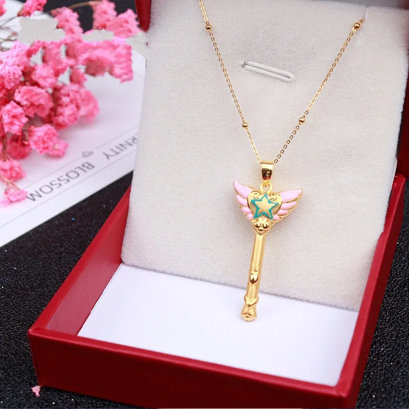 2019 модные розовые красивые девушки Феи бар Вьетнам шакин золотой кулон ожерелья