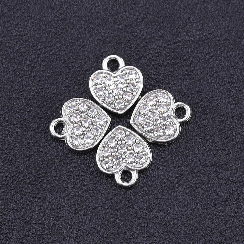 As Photo 10 Pieces Juya DIY эмалированные Очаровательные Подвески Supplis Cz Стразы в форме сердца Национальный флаг США амулеты для создания модных ювелирных изделий - Окраска металла: As Photo 10 Pieces