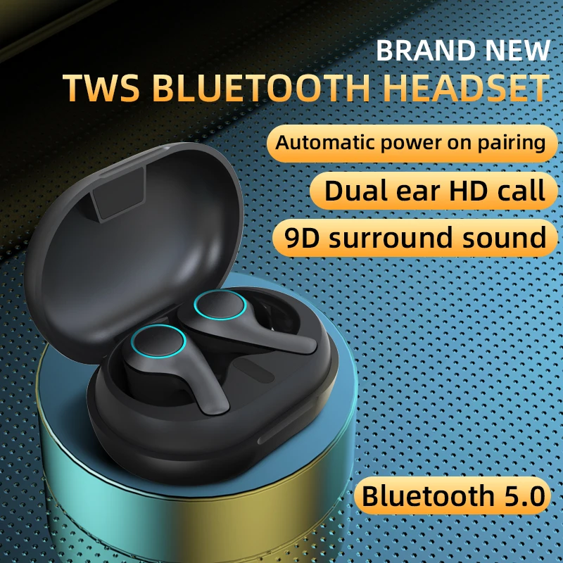 

Беспроводные наушники TWS Bluetooth 5,1, наушники с сенсорным управлением, спортивные стереонаушники с микрофоном и басами 9D