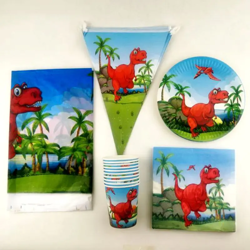 Набор столовой посуды в стиле динозавра комплект из 51 предмета салфетки на день