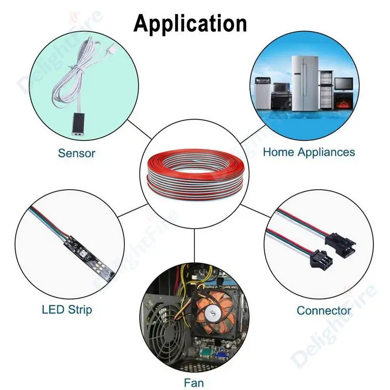 Провод для светодиодной ленты 3pin 22AWG провод из луженой меди SM JST удлинитель
