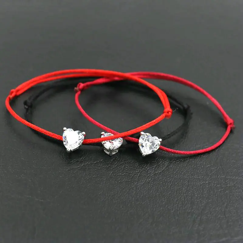 Женский плетеный браслет BPPCCR с подвесками в форме сердца и кристаллами циркония