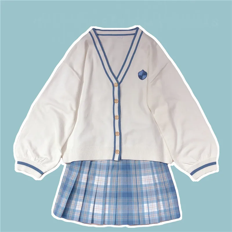 

New Autumn Mori Girl Preppy Style Sweet Lolita Badge Embroidery Knitted JK Sweater Women Long Sleeve Cardigan Coat Knitwear