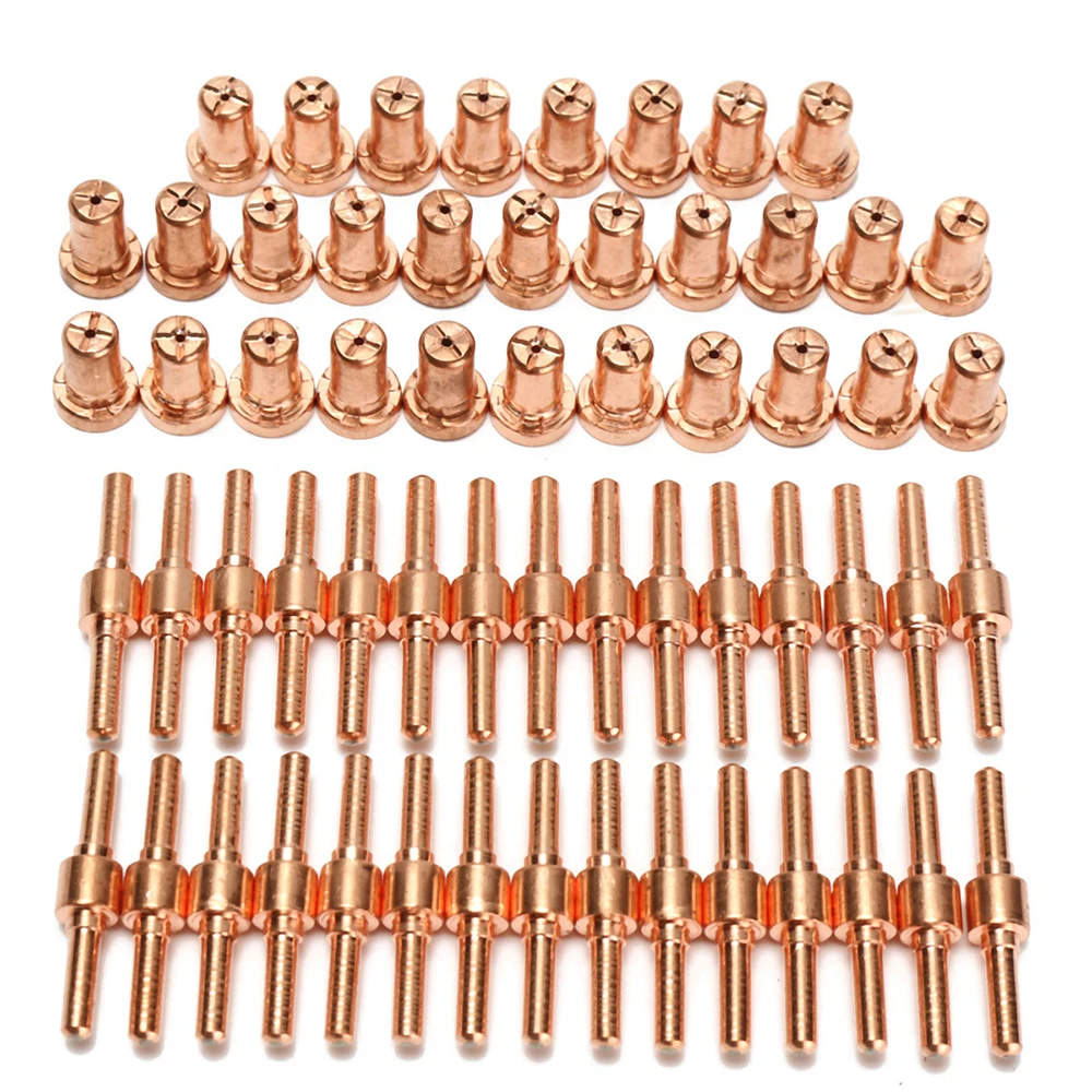 

60pcs Plasma Cutter Tip Electrodes & Nozzles Kit Red Copper Extended Long Tips Electrodes for PT31 LG40 40A Cutting Torch