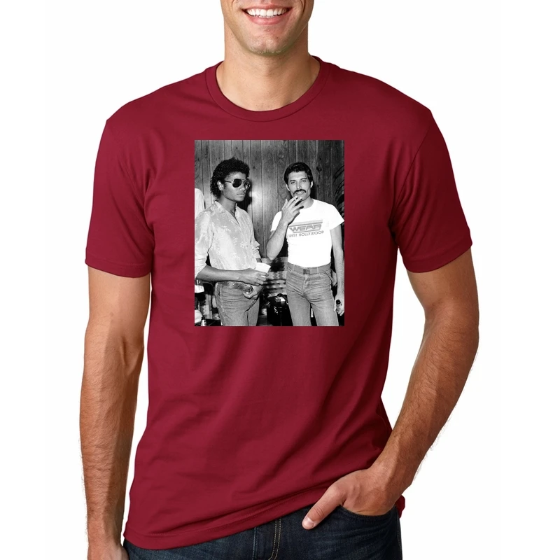 Фредди Меркурий и Майкл Футболка Джексон Мужская Повседневная футболка из 100%