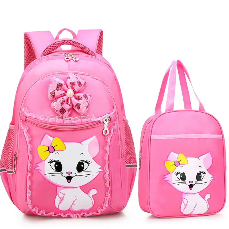 2pcs/set girls princess School bag Primary cartoon cat school backpacks cute children school bags  kids backpack mochila escolar