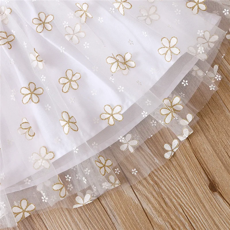 Летнее платье для маленьких девочек Повседневное принцессы с цветочным принтом