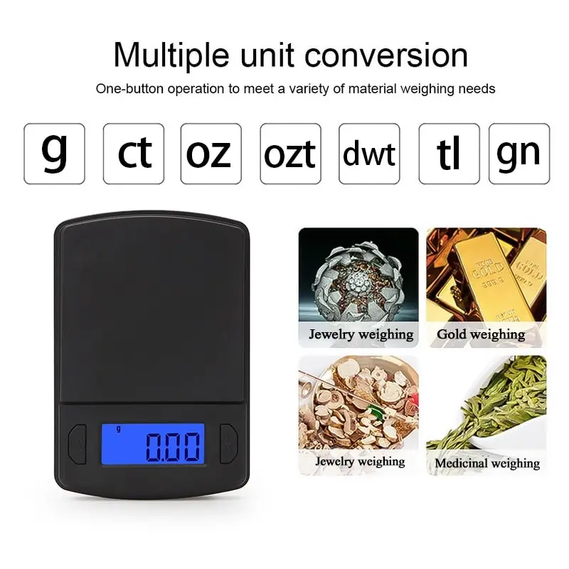

100g/200g/500g x 0.01g/0.1g Mini Pocket Digital Scale for Gold Sterling Silver Jewelry Scales Balance Gram Electronic Scales