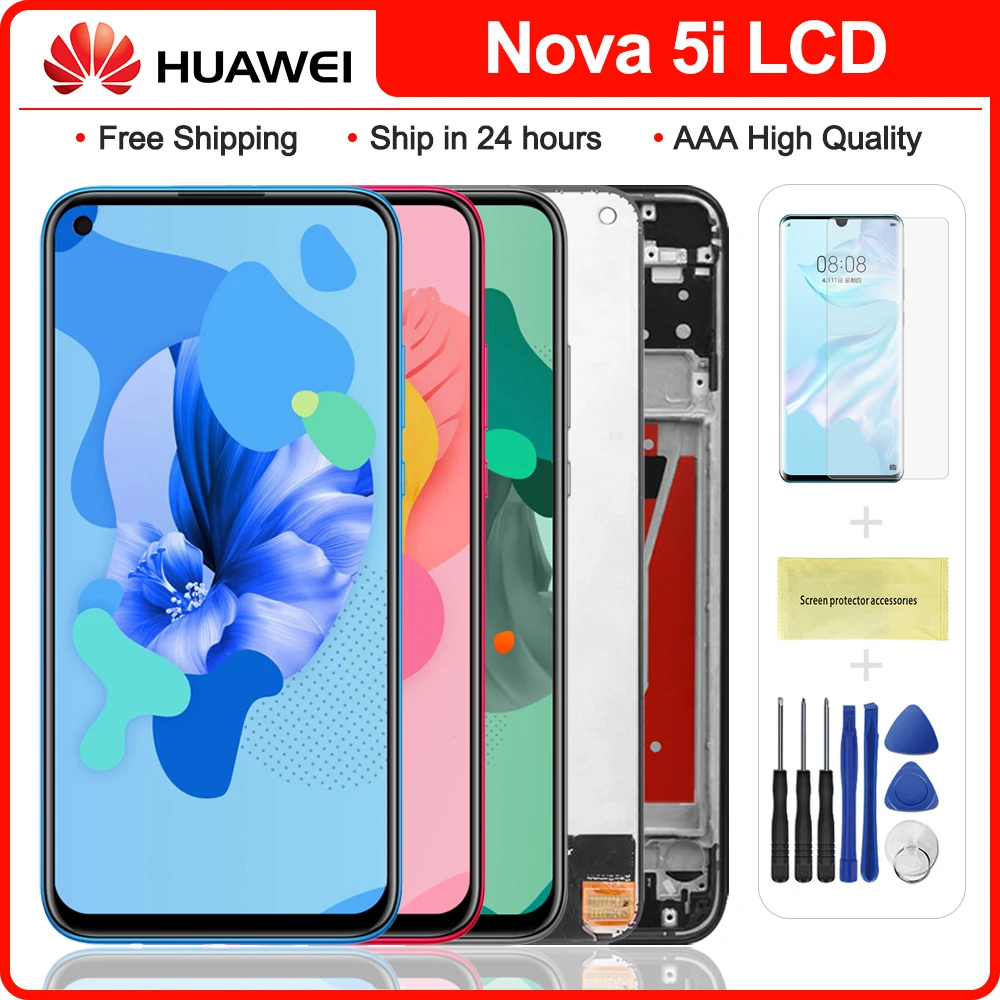 

Оригинальный дисплей 6,4 дюйма с рамкой для Huawei Nova 5i / P20 Lite 2019 GLK-LX1 LX2, ЖК-дисплей с сенсорным экраном и дигитайзером в сборе, замена