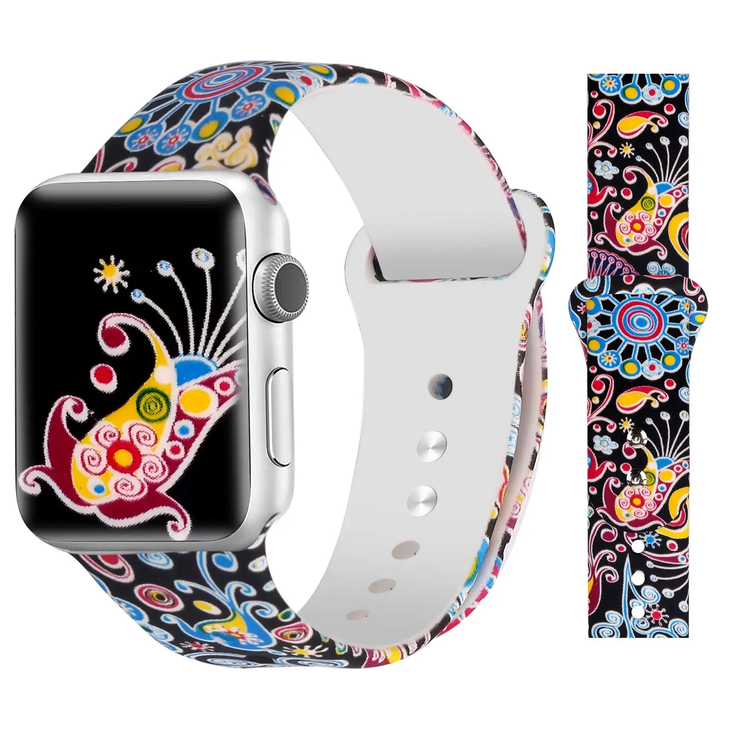 Печатные силиконовый ремешок для наручных часов Apple Watch 38 мм/40 мм 42 мм/44 мм спортивный ремешок для наручных часов iwatch серии 4/3/2/1 Смарт-часы браслет
