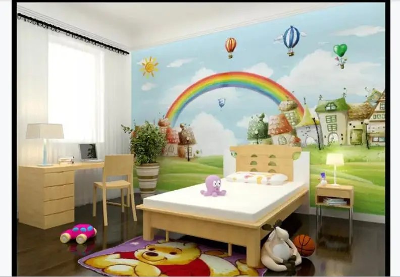 Средиземноморские 3D обои для спальни Мультяшные радужные Настенные детской