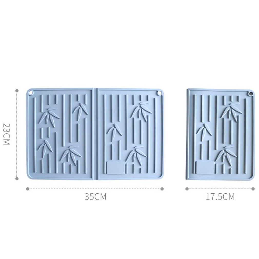 

Household Drain Pad Hot Pot Insulation Pad Tableware Mat Solid Color Bamboo Leaf Printing Silicone High Temperature Mat Hot Sale