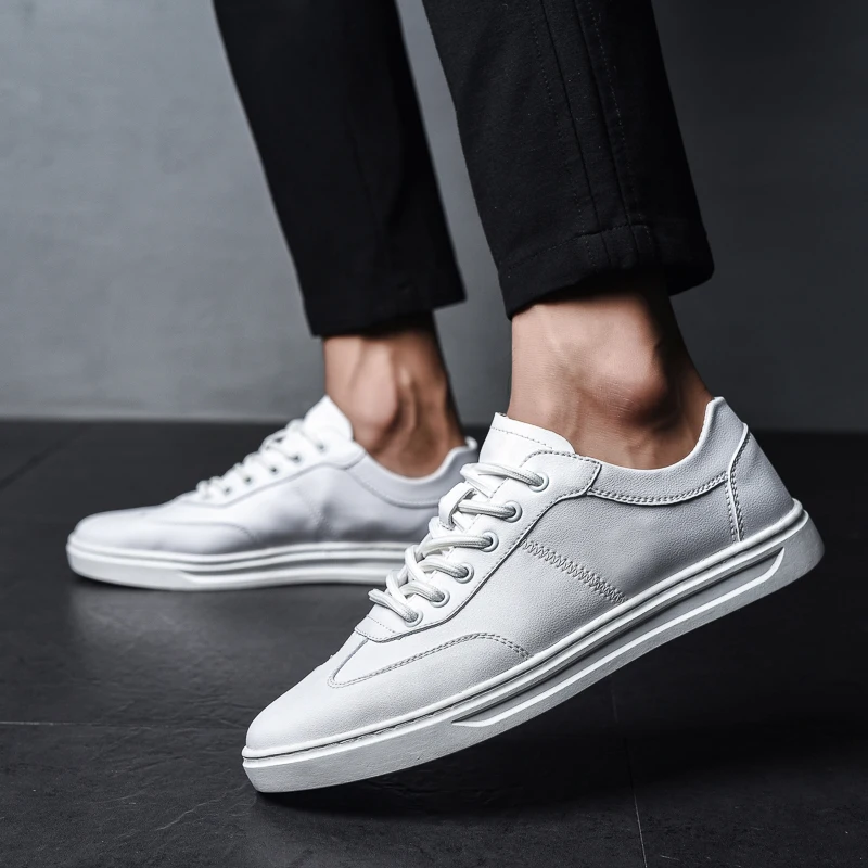 

Casual leather sneakers men shoes boys shcool student shoes men black white sneakers new arrival comfortable sneakers