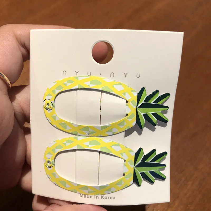 Hot Sale 2pcs Pink Cat Animal Cartoon Character Hair Clip Fruit Print Metal Barrette DIY Accessories Girl Baby Headwear For Gift | Детская