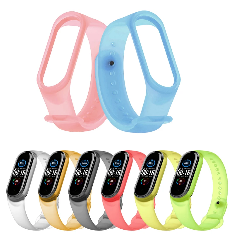 

Strap for Xiaomi Mi band 5 band 4 3 Silicone Transparent Replacement Bracelet for Xiomi mi band 4 3 miband 5 correa Translucent