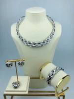 hot sale high quality new jewelry set fashion necklace earrings bracelet set ladies party big jewelry se a0021